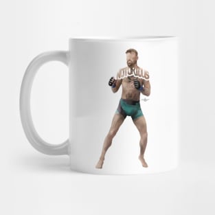 Conor McGregor Typography Design of Him In His Uniform Getting Ready to Fight. The Notorious Irish Mixed Martial Artist Mug